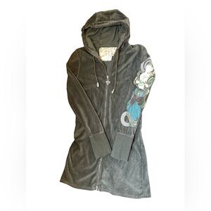 Royal Plush brand Buddha themed velour hoodie. Size small.